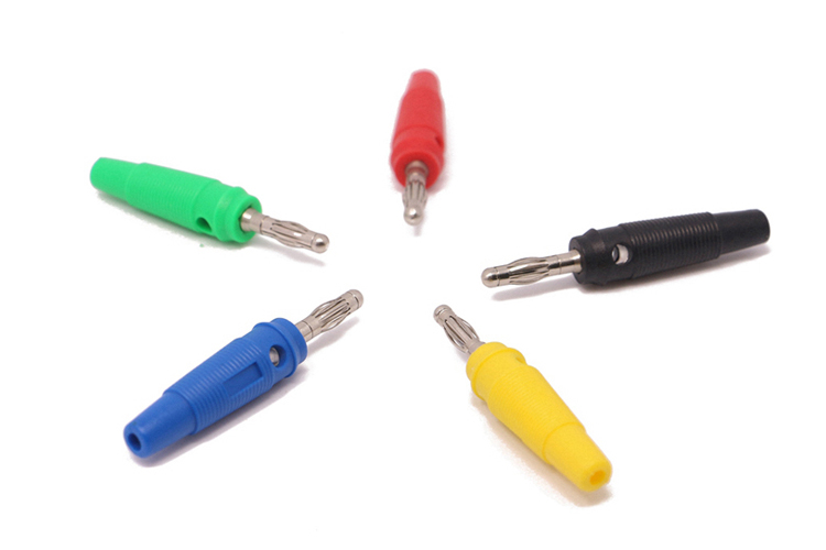 4mm鍍鎳香蕉插頭螺絲壓接可接線PVC塑 耐電流24A 組裝型 25.411