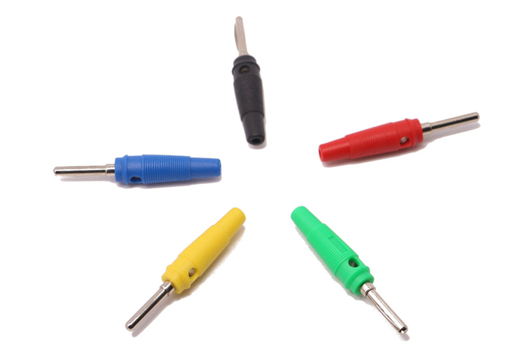 4mm鍍鎳一根針型香蕉插頭螺絲壓接PVC塑組裝式側(cè)面疊加 25.412