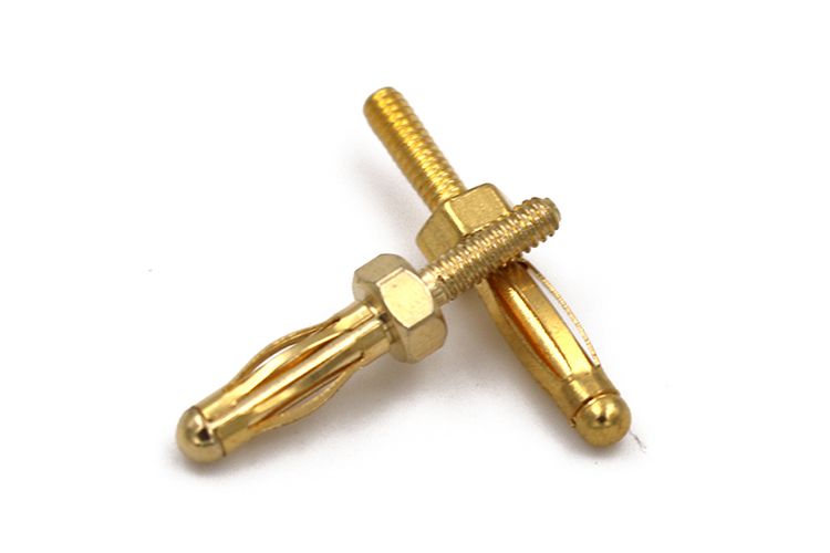 艾邁斯28.330 全銅鍍金2.5mm香蕉插頭尾部M2螺紋長(zhǎng)6.5mm鈹銅彈片