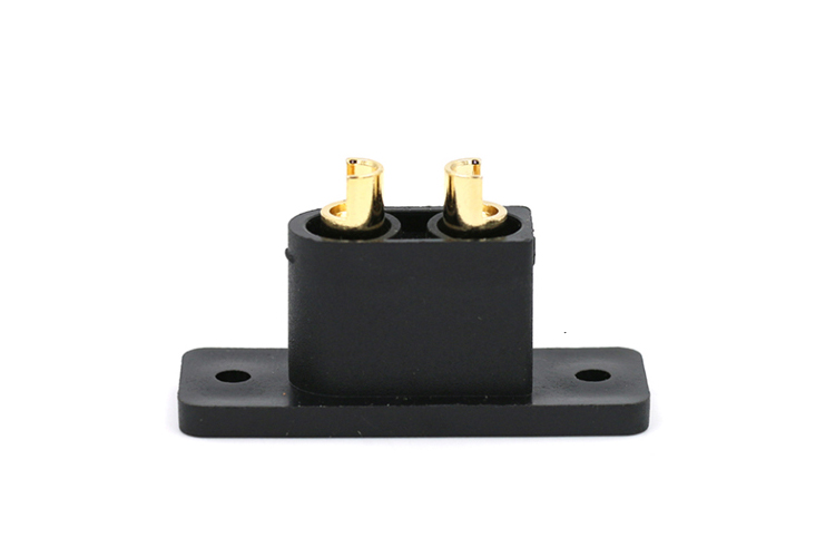 艾邁斯新品XT90E-M公頭帶固定孔黑色鍍金航模連接器AMASS模型配件