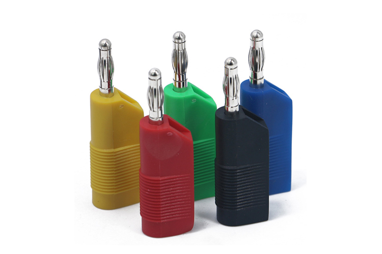 艾邁斯4mm香蕉插頭純銅鍍鎳免焊接高彈力可疊插4mm插孔AMASS正品