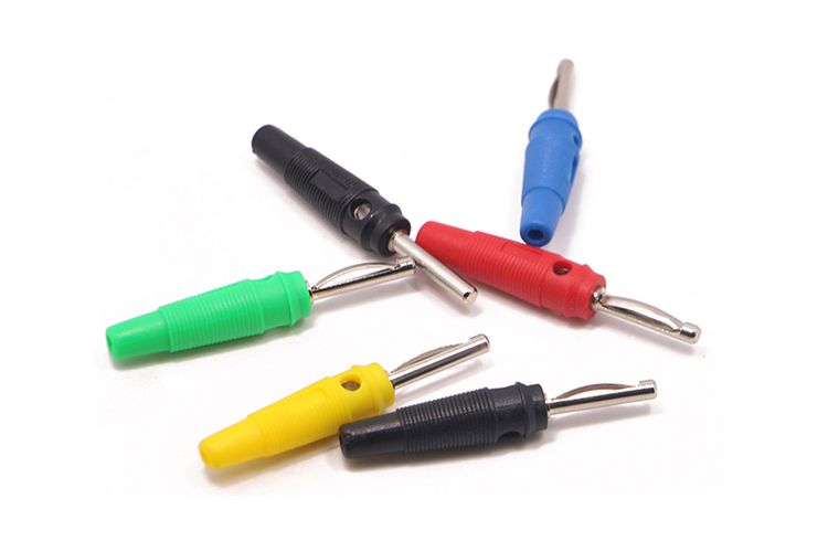 25.416  艾邁斯全新4mm香蕉插頭可焊接壓接可疊插 插片式連接器PVC鍍鎳