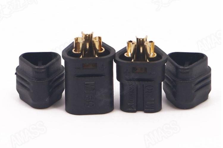 艾邁斯MT30黑色三孔航模連接器2mm鍍金香蕉插頭AMASS熱賣模型配件