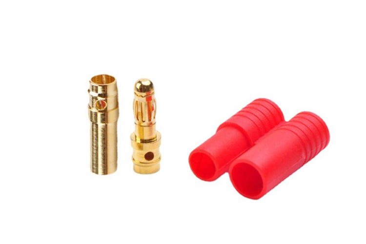 艾邁斯3.5mm香蕉插頭帶護(hù)套純銅鍍金尼龍塑殼AMASS正品模型配件